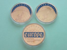 3 Medaillen "EUROPA" - VERGOLDET