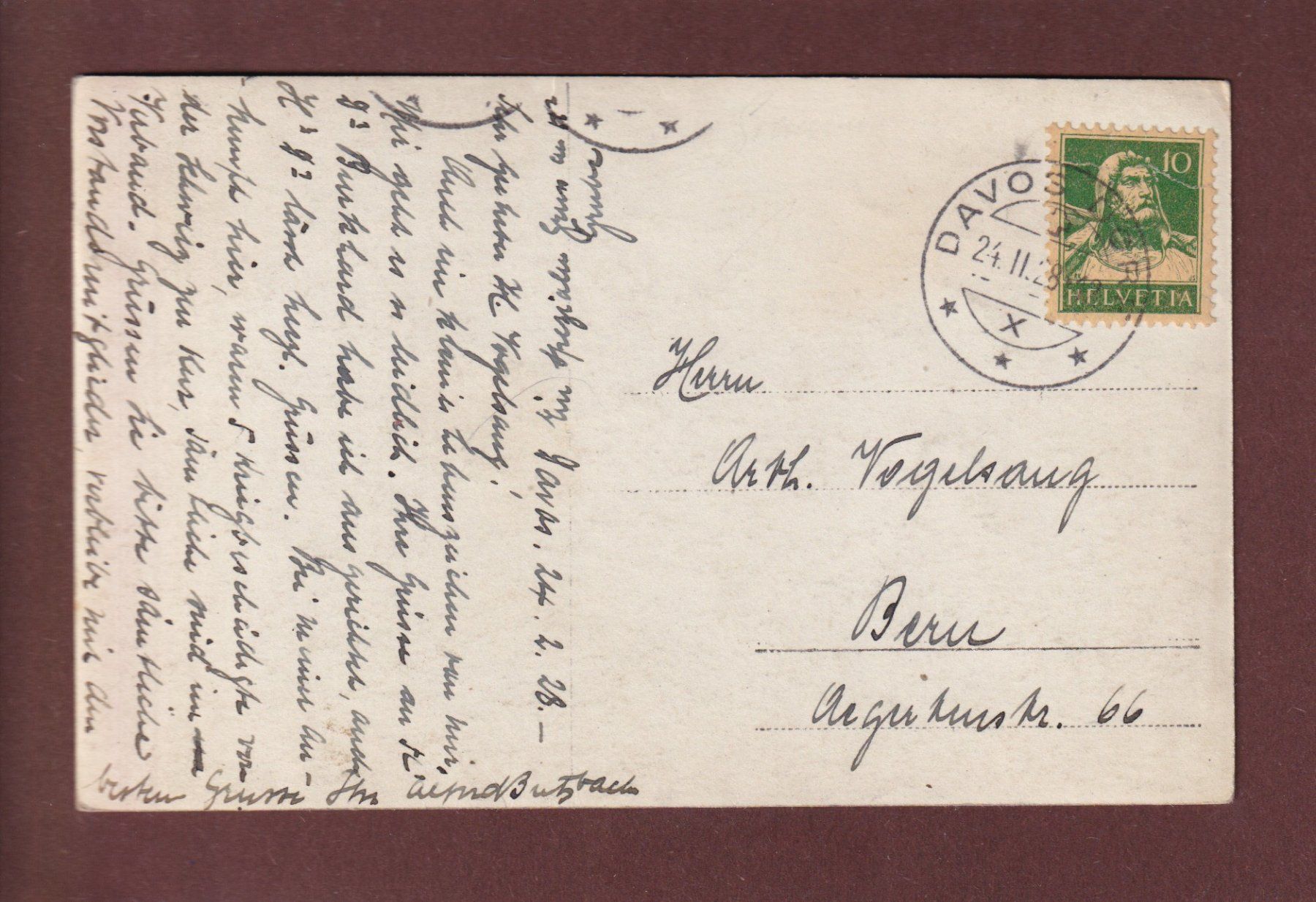 Cartoline postali: DAVOS - Höhenklinik Valbella - 1928 – Usato da Pully venduto da nicecards 1