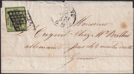 Nr.6 mit seltener Gitterraute (Spätverwendung) 1851 +Attest
