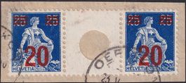 S17 (20c+20c), Zwischensteg von OERLIKON ZH, Kat: 240.-+