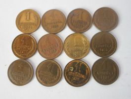 12 x 1 Kopeke CCCP / Russland ab 1948 alles versch. Jg.