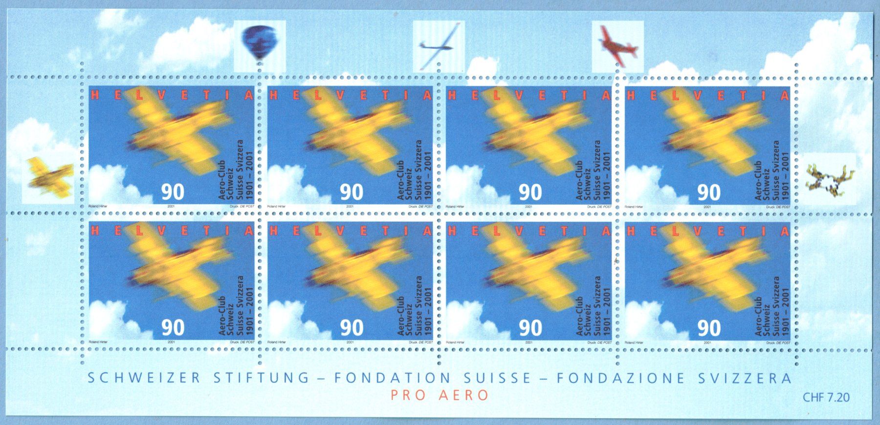 Tutti i francobolli: 2001 Kleinbogen   Pro Aero   postfrisch   frankaturgültig – Nuovo (secondo la descrizione) da Mellingen venduto da Ginger