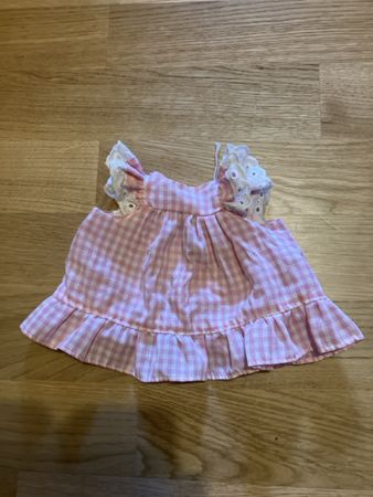 Dolls Pink Gingham Summer Dress with Ruffle Sleeves