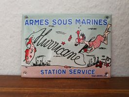 Emailschild Armes Sous Marines Taucher Fische Emaille Schild