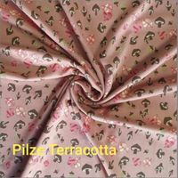 *Sale* Baumwolljersey Print Pilze Terracotta