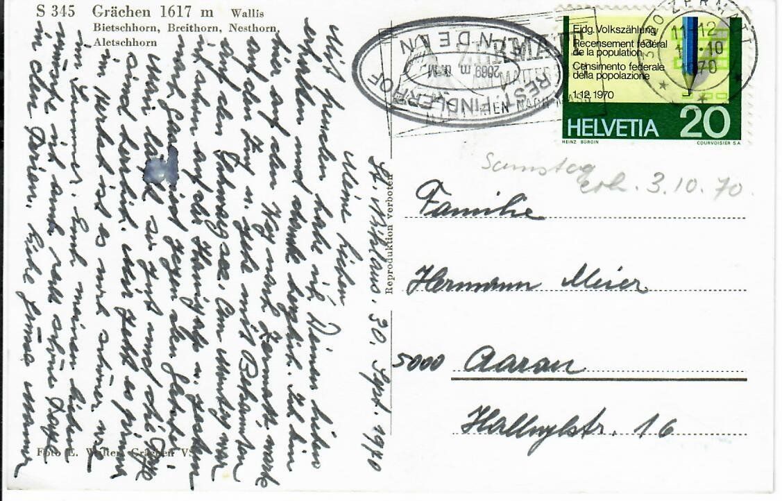 Cartoline postali: Grächen – Usato da Hochdorf venduto da Ziegel-16 1