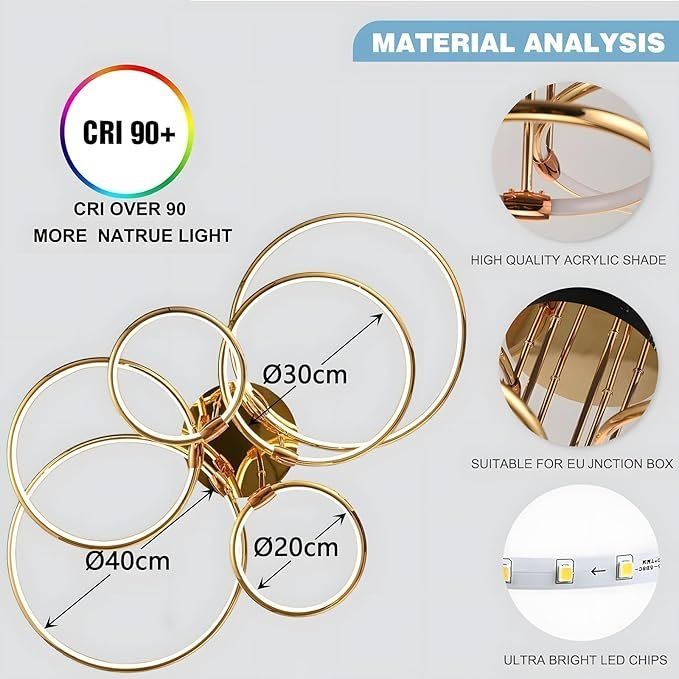 Lampadari & plafoniere: LED Deckenleuchte Deckenlampe Ringlampe 6 Ringe 145W dimmbar – Nuovo e nell'imballaggio originale da Herisau venduto da Serenco 4