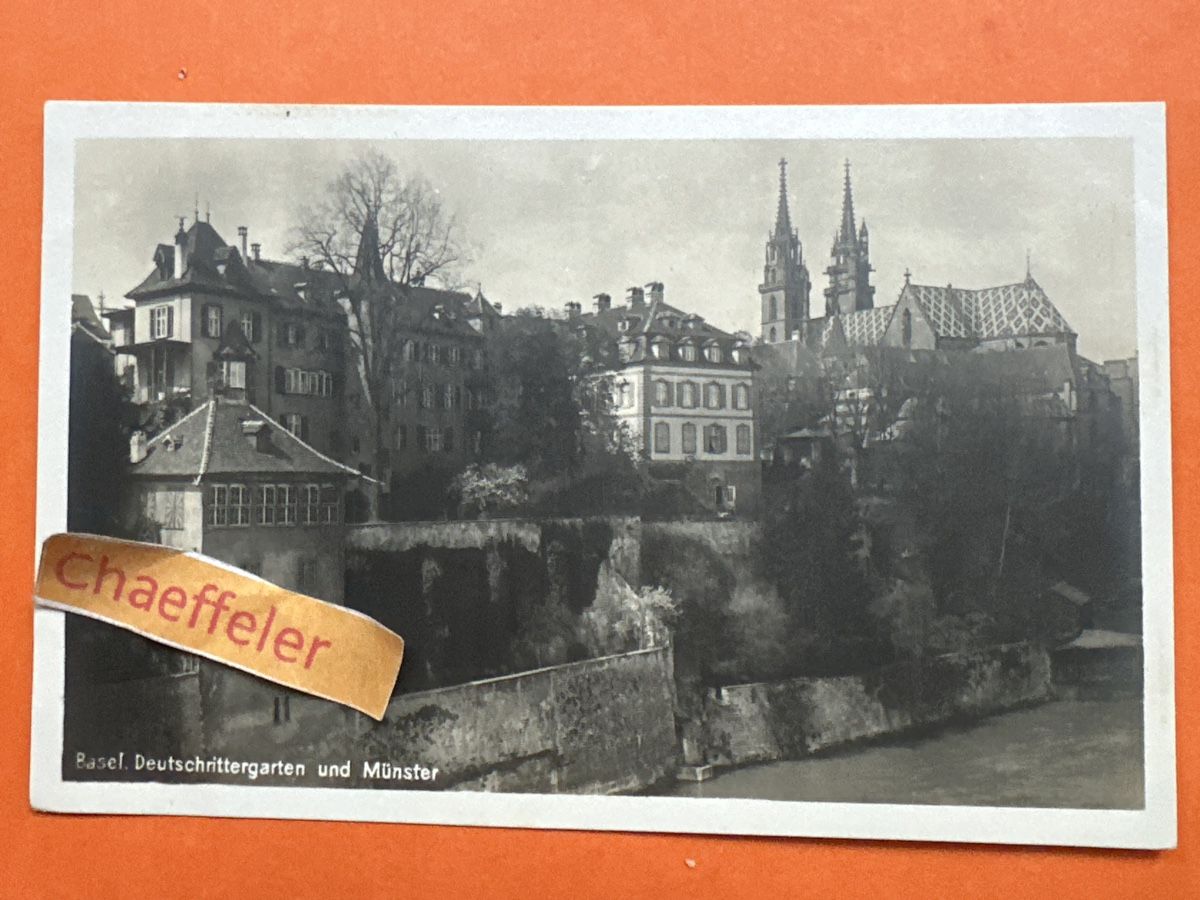 Ansichtskarten: Basel. Deutscherittergarten und Münster.  – Gebraucht aus Zürich von Chaeffeler