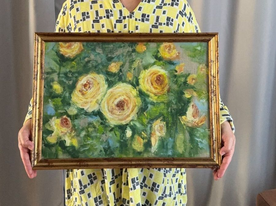 Dipinti: Original Acryl Gemälde Rosen - mit Rahmen , sofort bereit – Nuovo e nell'imballaggio originale da Schöftland venduto da M.B.Dudart