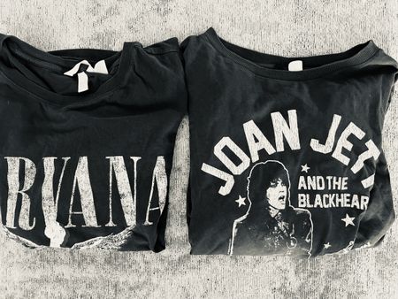 2 H&M Musik-T-Shirts – Nirvana & Joan Jett – Grösse L/XXL