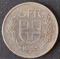 Schweizer 5 Franken Münze Silber 1933