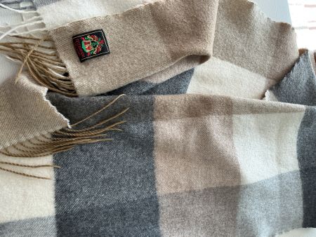 Schal Kaschmir Wolle kariert beige grau guter Zustand