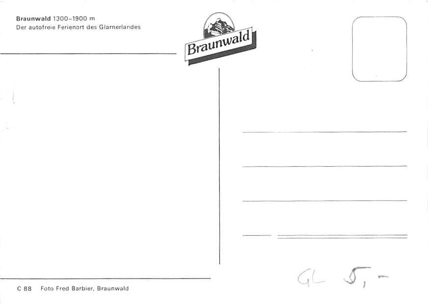 Cartes postales: GL - Braunwald – D'occasion à Ottikon b.Kemptth. par Neptun1974 1