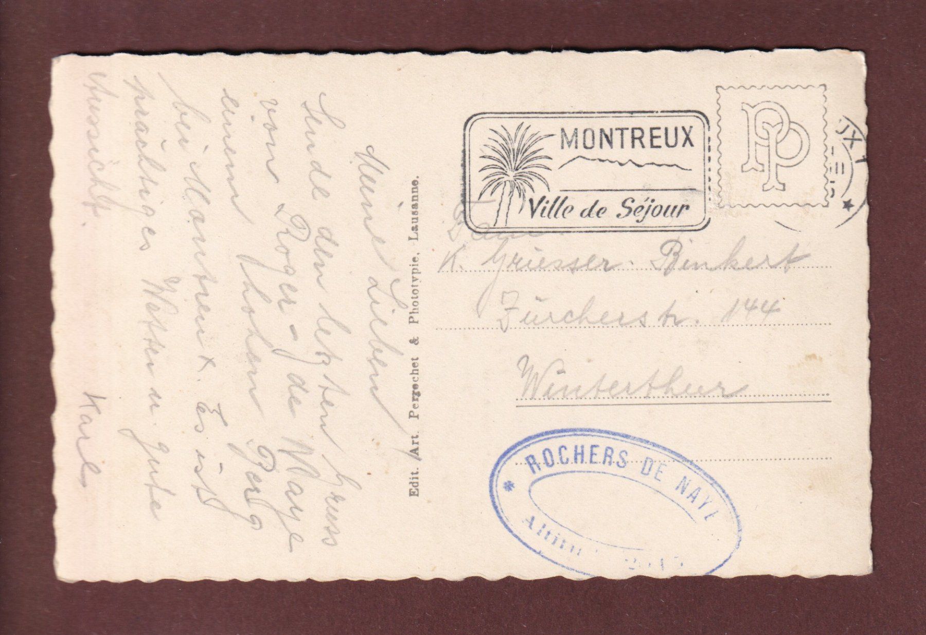 Cartoline postali: ROCHERS DE NAYE - Hôtel – Usato da Pully venduto da nicecards 1