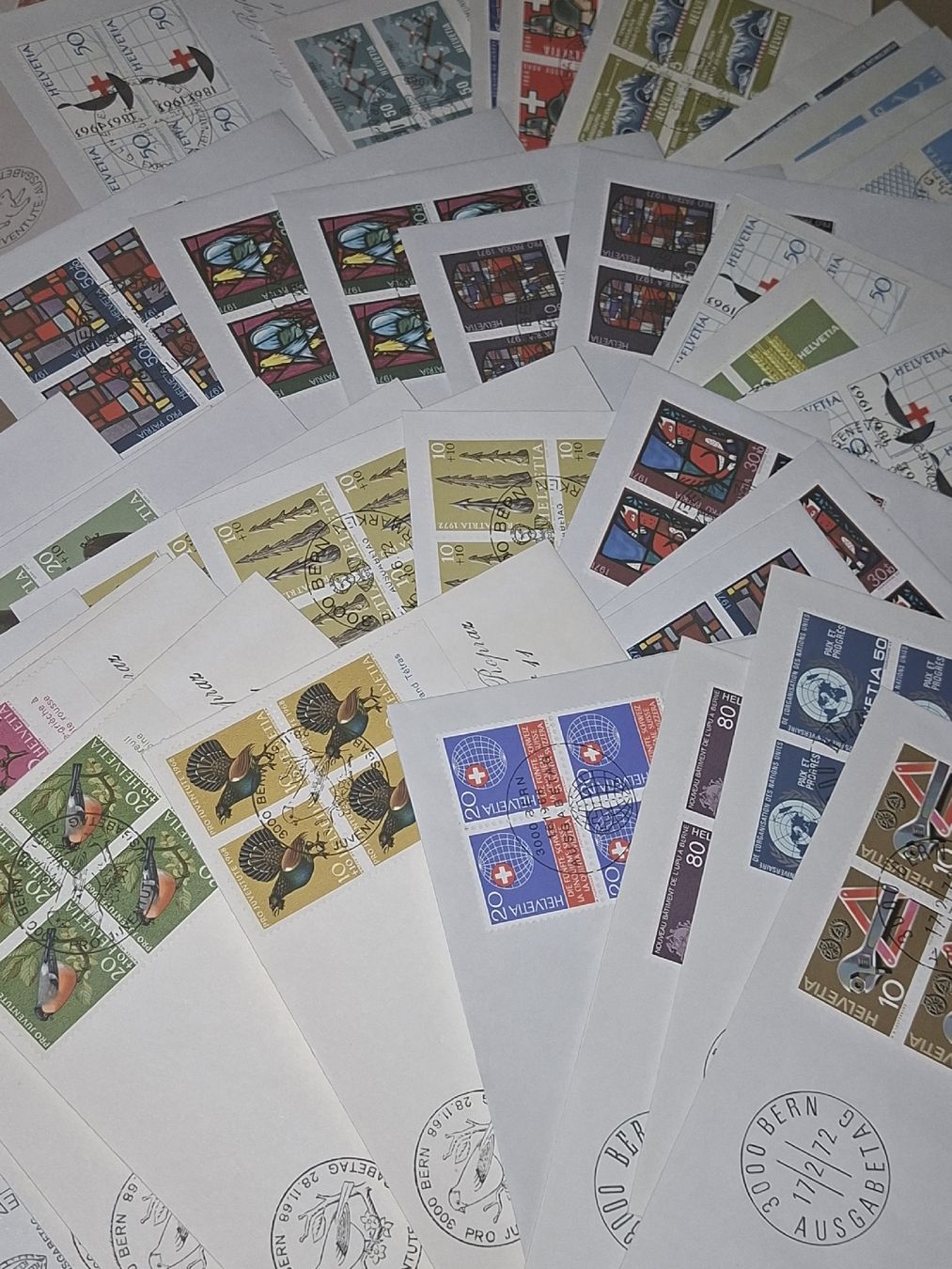 Alle Briefmarken: X 100 FDC 4er Block Belege  – Gebraucht aus Balgach von SIMEON27 7
