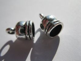 6 Endkappen, Cord Ends, Endstücke 8x12mm