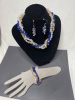 Bergkristall, Lapislazuli & Rutilquarz Heilstein Schmuckset