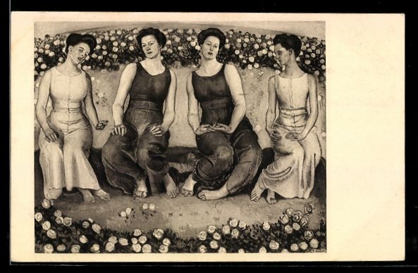 Cartoline postali: Ferdinand Hodler: Heilige Stunde, Damen  – Usato da Berlin venduto da bartko-reher
