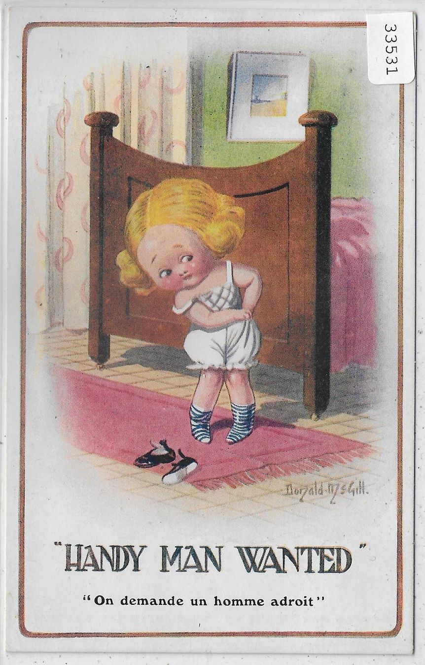 Cartoline postali: Handy Man Wanted - Donald Mc Gill – Usato da Ettingen venduto da Kartenplanet