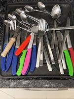 Besteck Set gemischt Messer Gabeln Löffel gebraucht