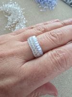 💍 Bague en perles Miyuki – Blanc nacré