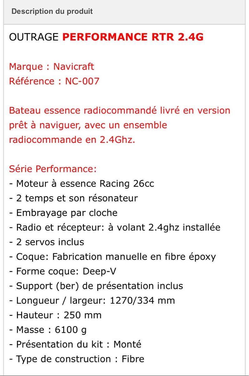RC Modellbau: Bateau d'occasion Outrage noir – Neu (gemäss Beschreibung) aus Chêne-Bourg von flo_5lsp 1