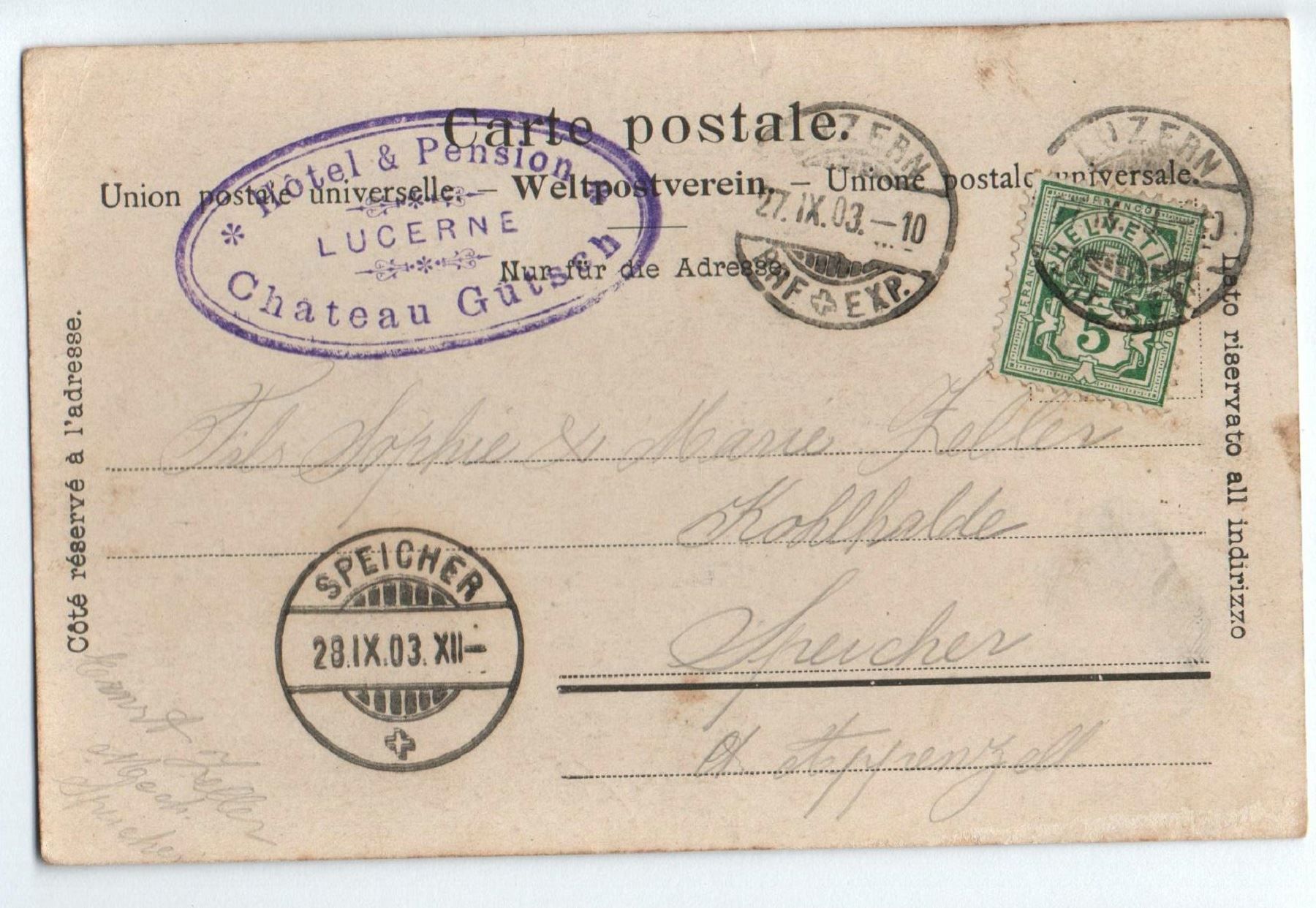 Cartoline postali: LUZERN Bahnhof - Stempel Hotel – Usato da Jona venduto da philajona 1