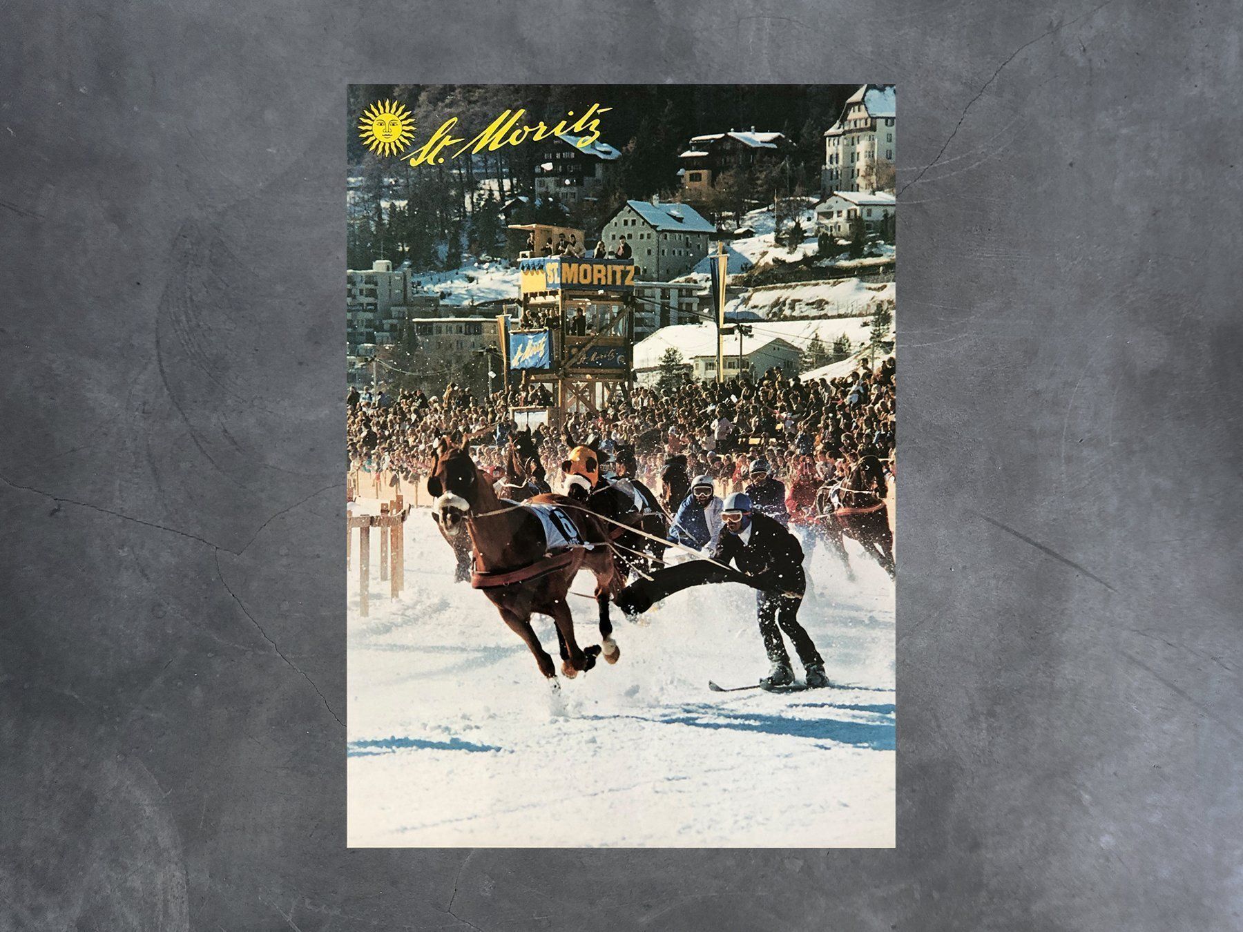 Posters & Illustrations: Plakat St.Moritz Skijoring im Winter – D'occasion à Chur par design-of-time