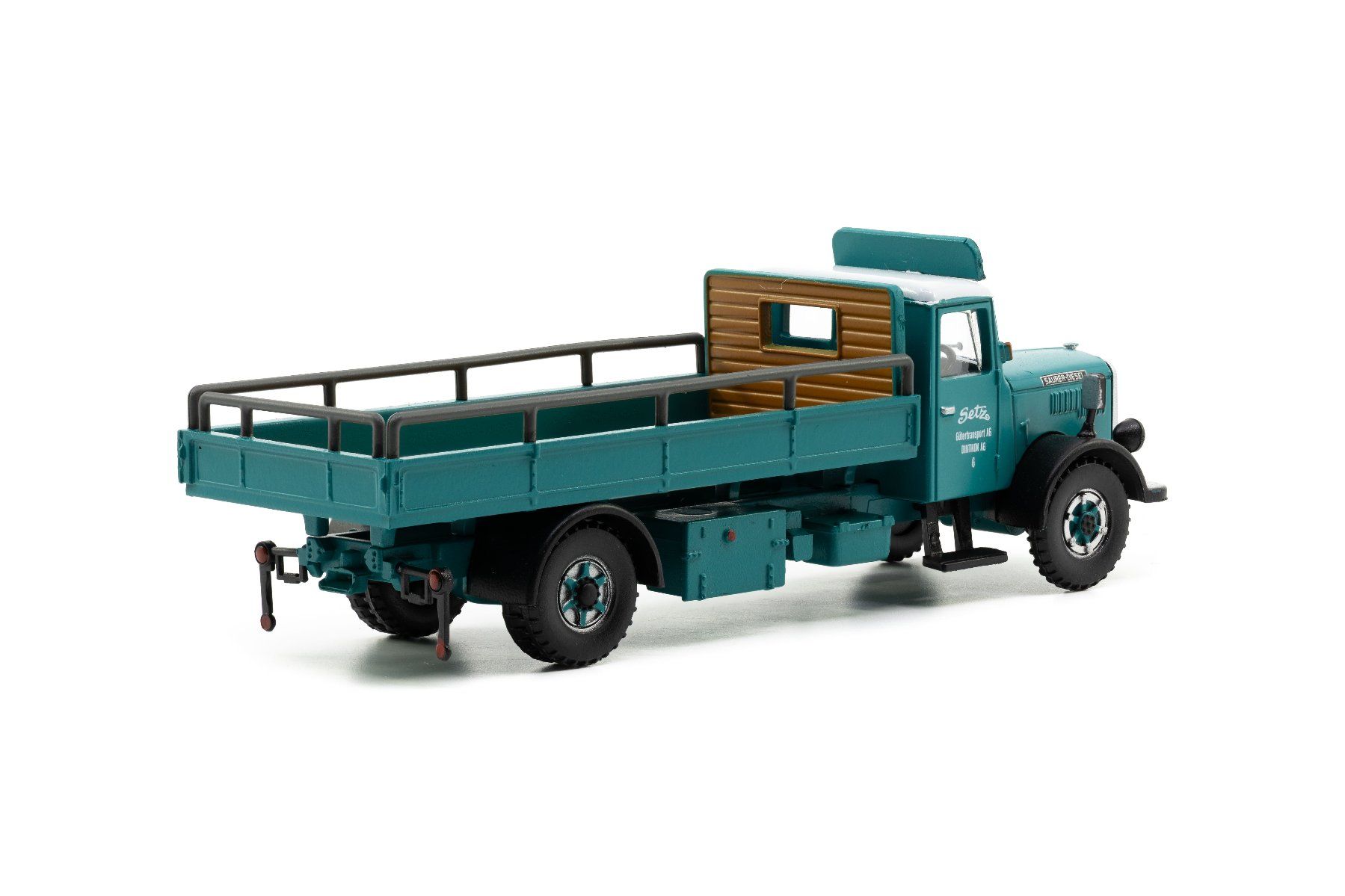 Saurer Modellini d'auto: ACE 2368 Saurer S4C Pritsche Setz  1:87 – Nuovo e nell'imballaggio originale da Derendingen venduto da Benfis 2