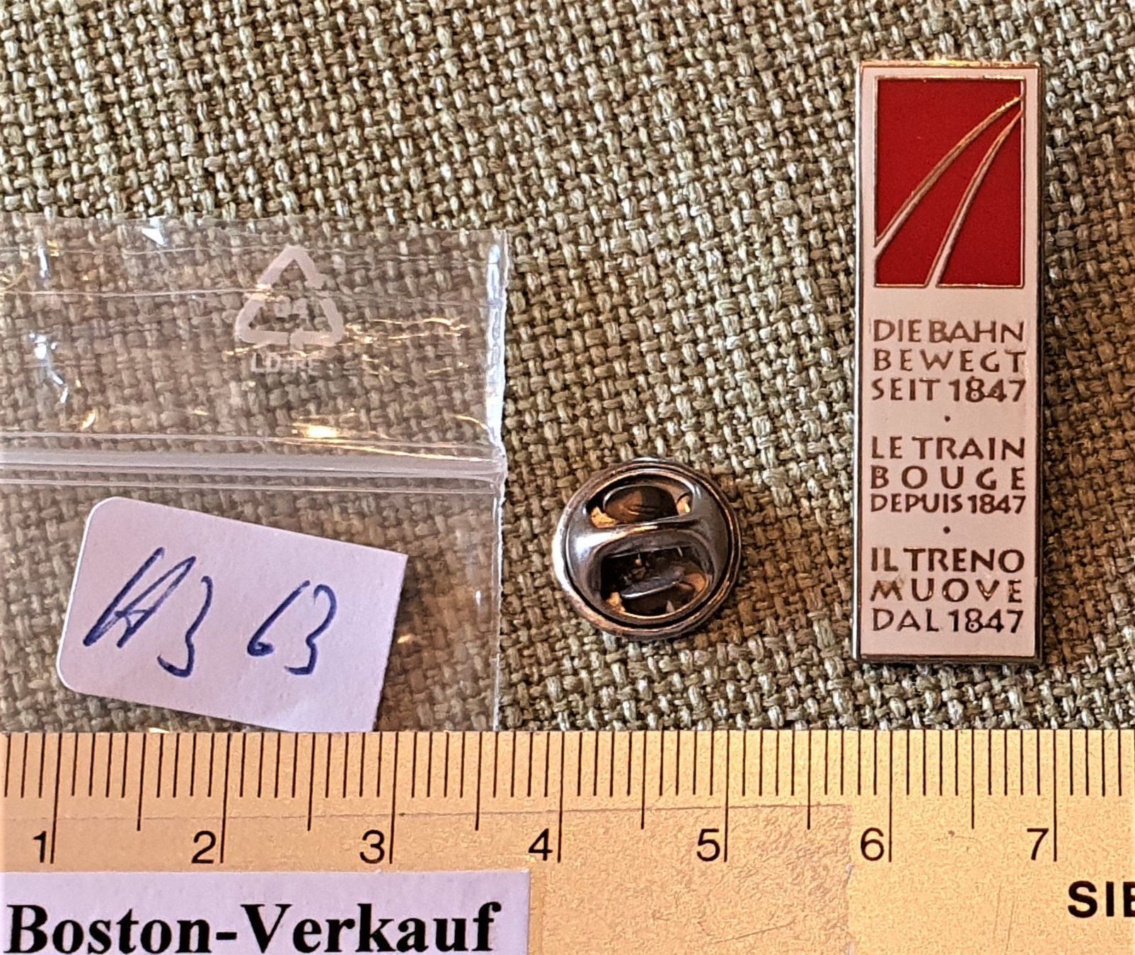 Placchette & Badge: H363 - Pin Die Bahn bewegt seit 1847 SBB – Usato da Reinach BL venduto da Boston-Verkauf 1