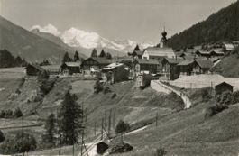 Blitzingen   VS   im Goms  mit Weisshorn     um 1956