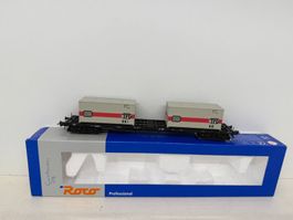 Spur H0 Roco 47689 DB Wagen mit zwei 20 Fuss Containern