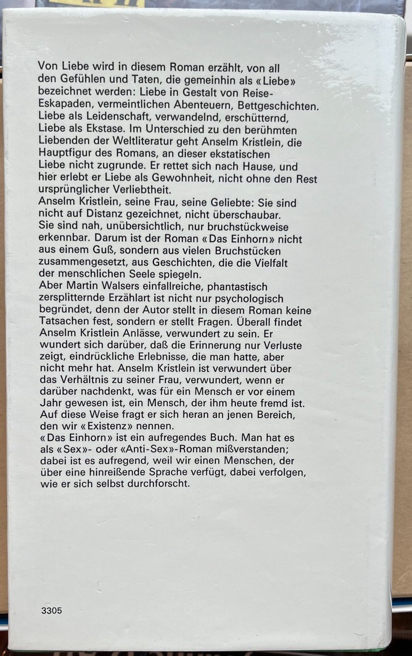 Bücher: Martin Valser "DAS EINHORN" Buch – Neu (gemäss Beschreibung) aus Küsnacht ZH von Koluk 1