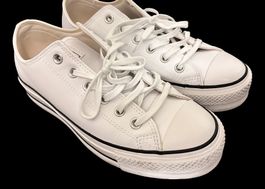 CONVERSE CHUCK TAYLOR ALL STAR LIFT CLEAN OX LEATHER - Blanc