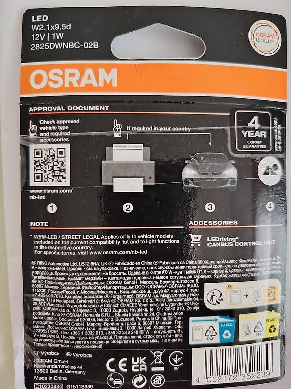 Tutti pezzi di ricambio auto: W5W Osram Night breaker  – Nuovo e nell'imballaggio originale da Balgach venduto da ste_wqc7 1