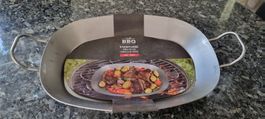 BBQ Eisenpfanne aus Gusseisen, oval, für Grill & Herd, neu!