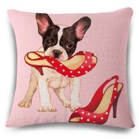 NEUER Kissenbezug Hund mit roten Polka dots - 81425