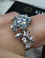 Bague argent avec diamant de moissanite de 2 ct certifié GRA