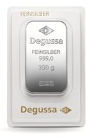 20 x Degussa Silberbarren 100g 999.0 Feinsilber im Blister