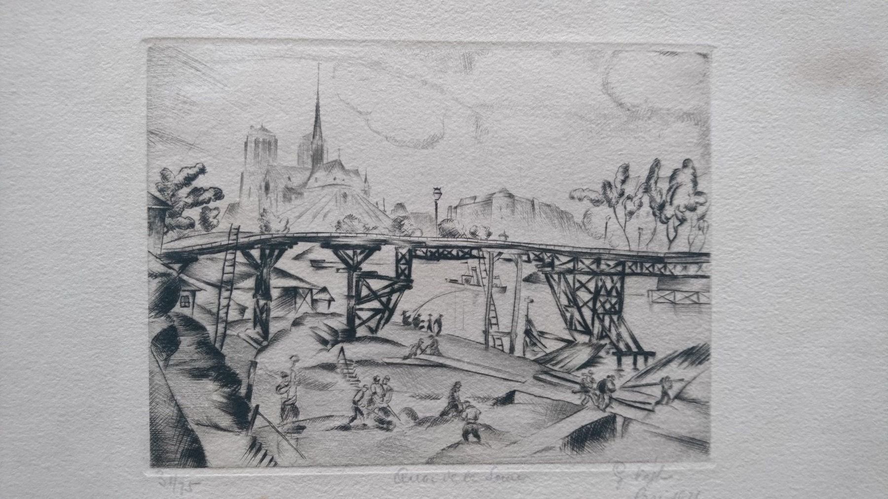 Grafica & Litografie: Antike Litho Paris "Quai de la Seine"  1925. Handsigniert – Usato da Zürich venduto da Rst7 3