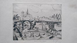 Antike Litho Paris "Quai de la Seine" 1925. 31/75. Signiert