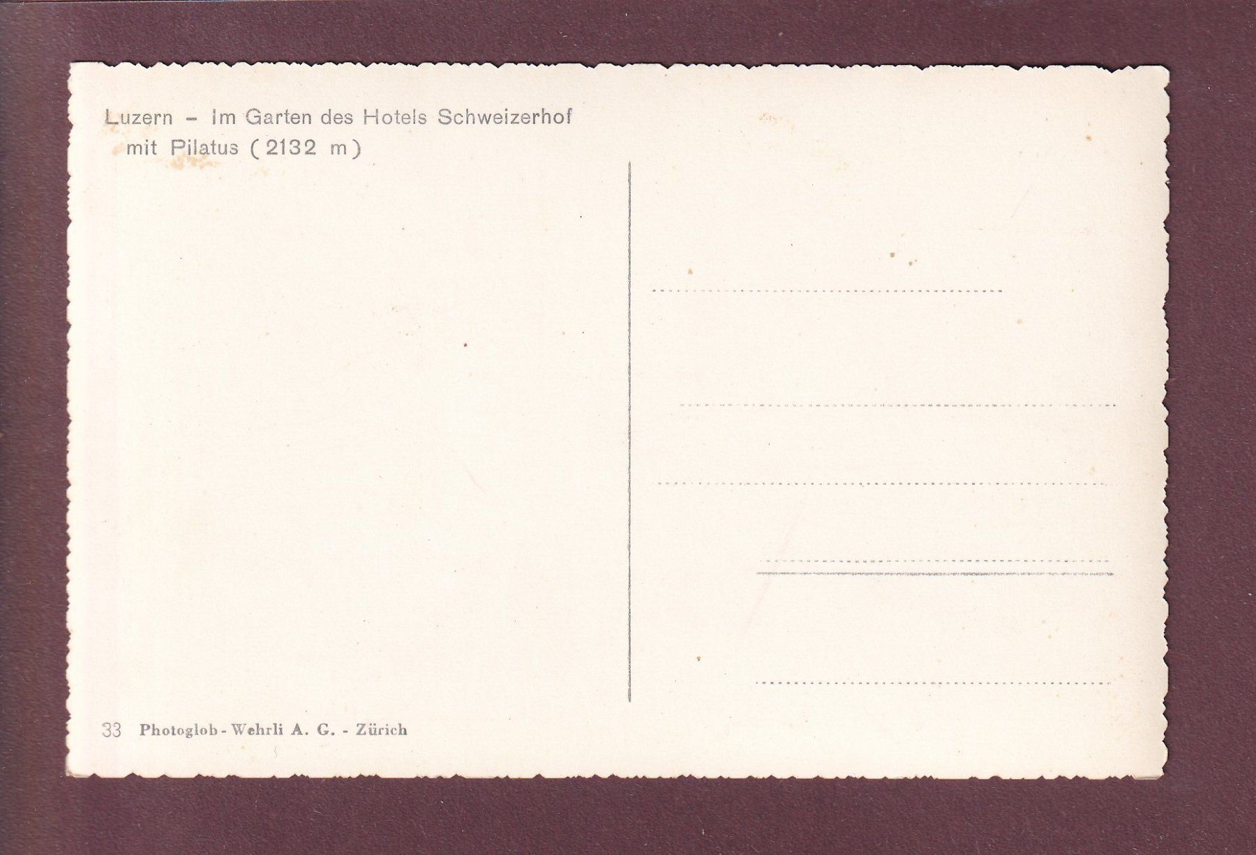 Ansichtskarten: LUZERN - Hotel Schweizerhof - Garten – Gebraucht aus Pully von nicecards 1