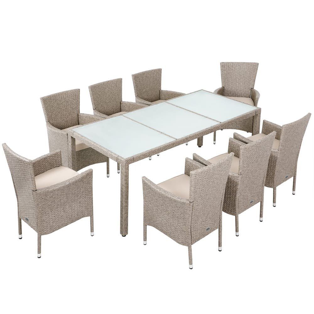 Set di tavolo e panche: Polyrattan Sitzgruppe 9 teilig - Beige – Nuovo e nell'imballaggio originale da Winterthur venduto da aredo