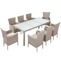 Polyrattan Sitzgruppe 9 teilig - Beige