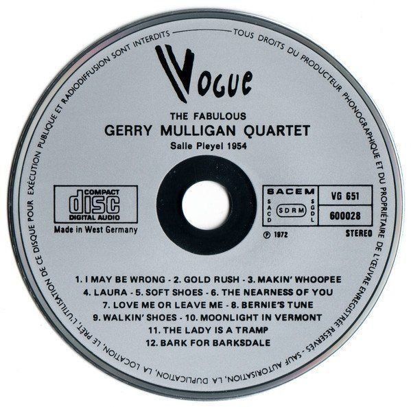 Live - Gerry Mulligan [Vogue] Bob Brookmeyer, Red Mitchell (D'occasion ...