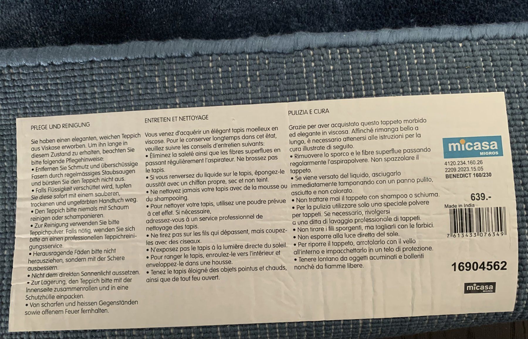 Micasa Tappeti: Tapis Micasa Benedict 160x230 – Usato da Genève venduto da Ananas03 2