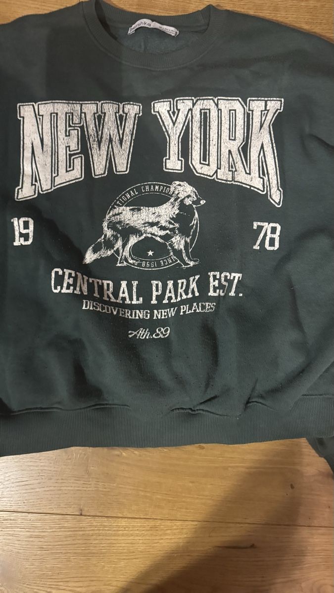 Bershka Maglioni & Felpe: Pull Bershka New York vert foncé – Usato da St. Gallen venduto da lor_q58n 2