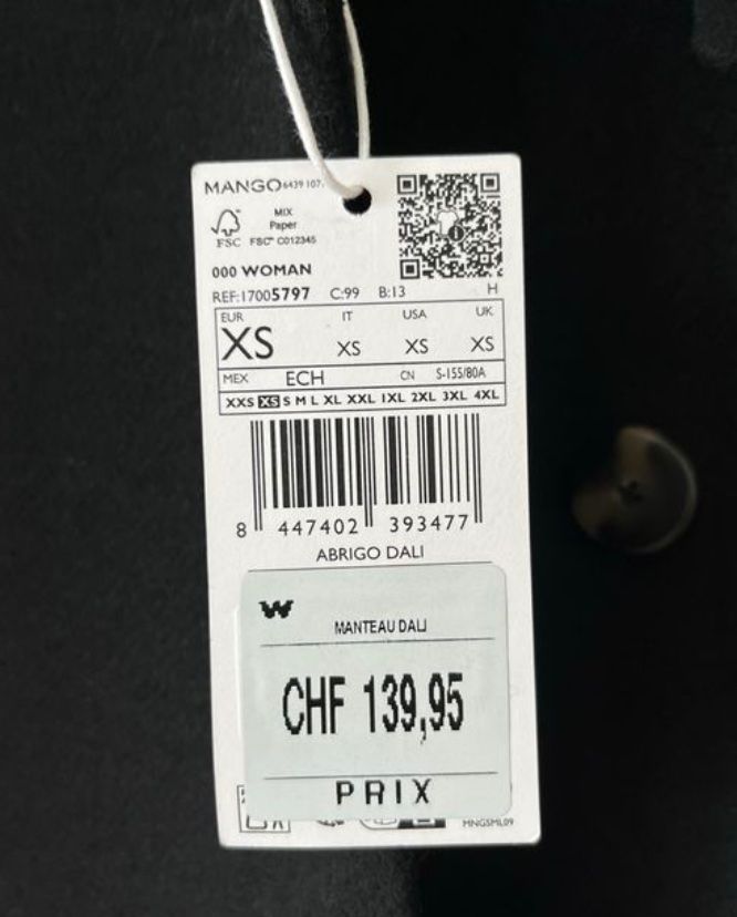 Mango Cappotti: Mango Wollmantel "Dali" XS, NEU – Nuovo e nell'imballaggio originale da Zürich venduto da AP_26 2