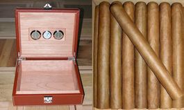 Reisehumidor Leder + Zigarren + Griffins Cutter + Ringbohrer