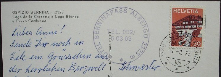 Ansichtskarten: OSPIZIO BERNINA Lago della Crocetta e Lago Bianco – Gebraucht aus Jona von philajona 1